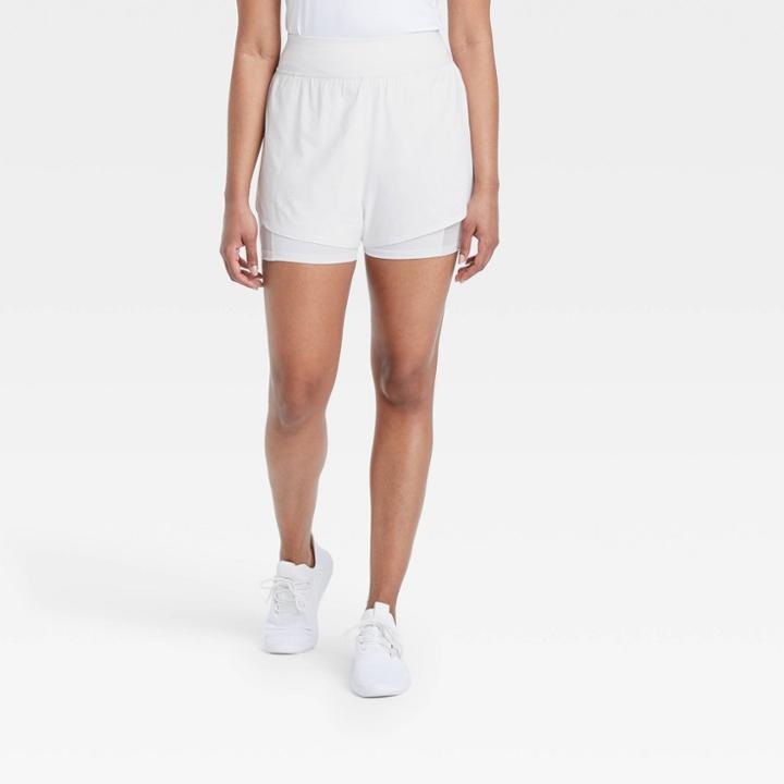 Women's 2-in-1 Run Shorts - All In Motion True White