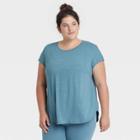 Women's Plus Size Short Sleeve Ribbed Back T-shirt - All In Motion Jade