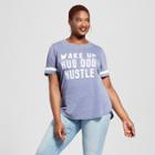 Women's Plus Size Short Sleeve Wake Up, Hug Dog, Hustle Baseball Graphic T-shirt - Grayson Threads (juniors') Navy