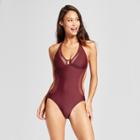 Women's Mesh Cheeky Monokini One Piece - Raisin - S - Mossimo, Purple