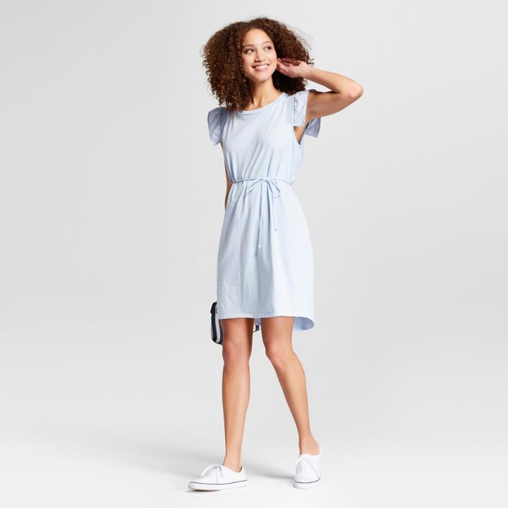 Women's Ruffle Sleeve Tie Waist Dress - A New Day