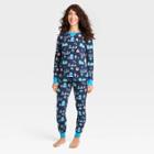 Ev Hanukkah Women's Hanukkah Lions Print Matching Family Pajama Set - Navy