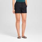 Women's Easy Waist Twill Shorts - A New Day Black Xxs