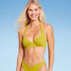 Women's Shirred Cup Halter Bikini Top - Shade & Shore Chartreuse