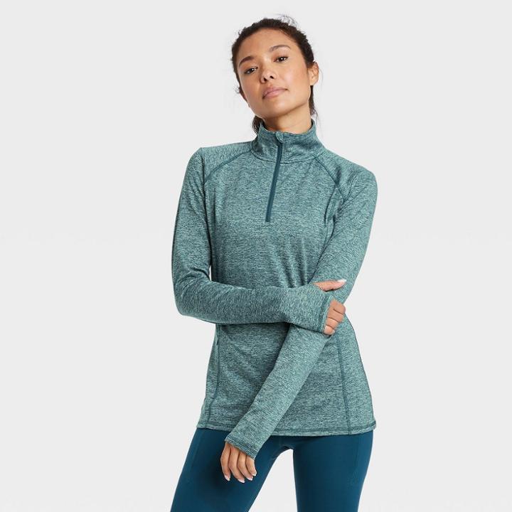 Women's Train 1/2 Zip Pullover - All In Motion Teal Xs, Women's, Blue