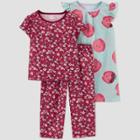 Carter's Just One You Toddler Girls' 3pc Apples And Flowers Pajama Set - 12m, One Color