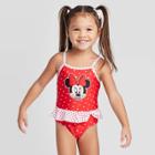 Toddler Girls' Minnie Mouse One Piece Swimsuit - Red 2t, Toddler Girl's,