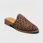 Women's Maura Microsuede Leopard Animal Print Backless Mules - Universal Thread Brown
