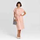 Women's Short Sleeve Utility Dress - A New Day Light Pink