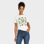 Fifth Sun Women's Cactus Grid Short Sleeve Graphic T-shirt - White
