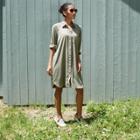 Women's Long Sleeve Button-down Shirtdress - Universal Thread Olive Green Xs, Green Green