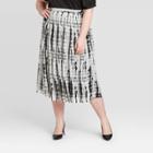 Women's Plus Size Tie-dye Print Mid-rise Flowy A-line Midi Skirt - Who What Wear Black