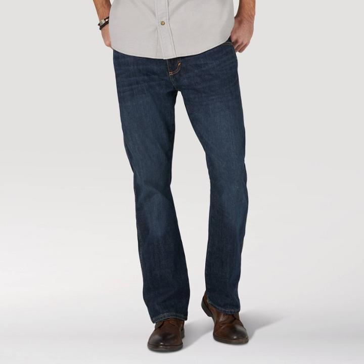 Wrangler Men's Slim Fit Bootcut Jeans - Dark Denim Wash 32x32, Dark Blue Blue