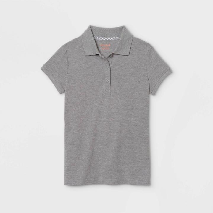 Petitegirls' Short Sleeve Stretch Pique Uniform Polo Shirt - Cat & Jack Gray