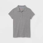 Petitegirls' Short Sleeve Stretch Pique Uniform Polo Shirt - Cat & Jack Gray