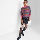 Women's Textured Stitch Crewneck Pullover Sweater - Wild Fable Pink Multi