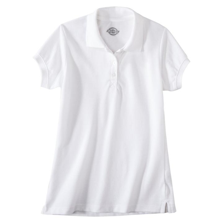 Dickies Girls' Pique Uniform Polo Shirt - White