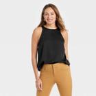 Women's Satin Racer Tank Top - A New Day Black