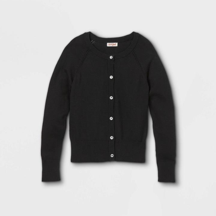 Girls' Cardigan Sweater - Cat & Jack Charcoal Black