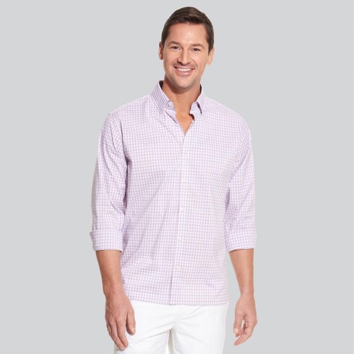 Van Heusen Men's Classic Fit Long Sleeve Button-down Shirt - Grape Purple/plaid
