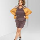 Plus Size Women's Removable Faux Fur Collar Bomber Jacket Plus - Wild Fable Camel