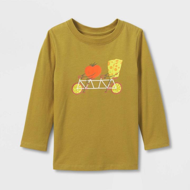 Toddler Boys' Pizza Bike Long Sleeve Graphic T-shirt - Cat & Jack Olive Green