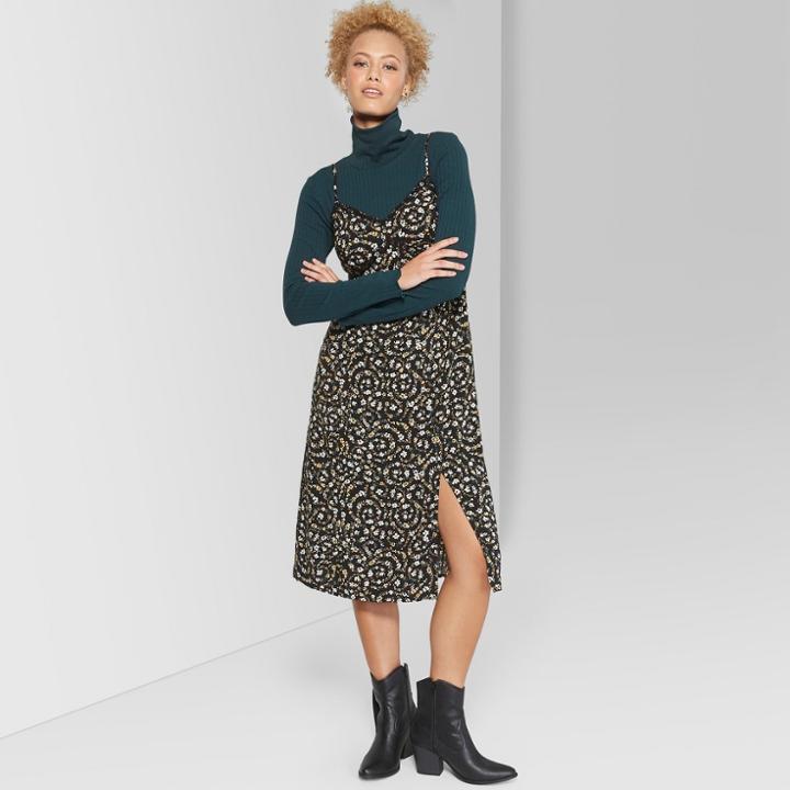 Women's Long Sleeve Turtleneck T-shirt - Wild Fable Green