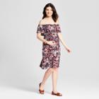 Macherie Maternity Floral Print Off The Shoulder Dress - Ma Cherie Plum Xl, Women's, Purple