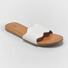 Women's Kate Scalloped Slide Sandals - Shade & Shore White