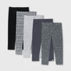 Honest Baby Toddler Girls' 5pk Pattern Play Leggings - Black