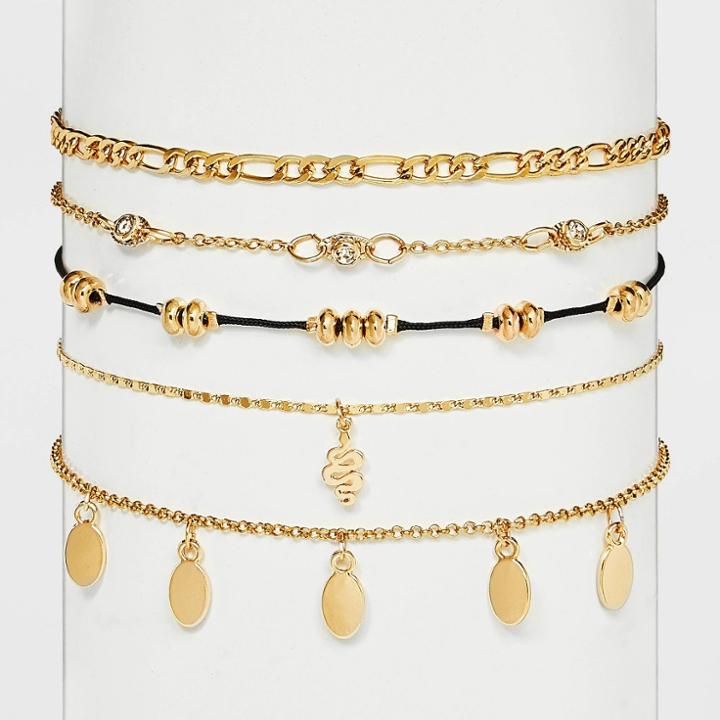 Mixed Chain With Snake Charm Choker Necklace Set 5ct - Wild Fable Gold