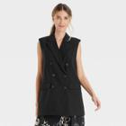 Women's Double Breasted Blazer Vest - A New Day Black