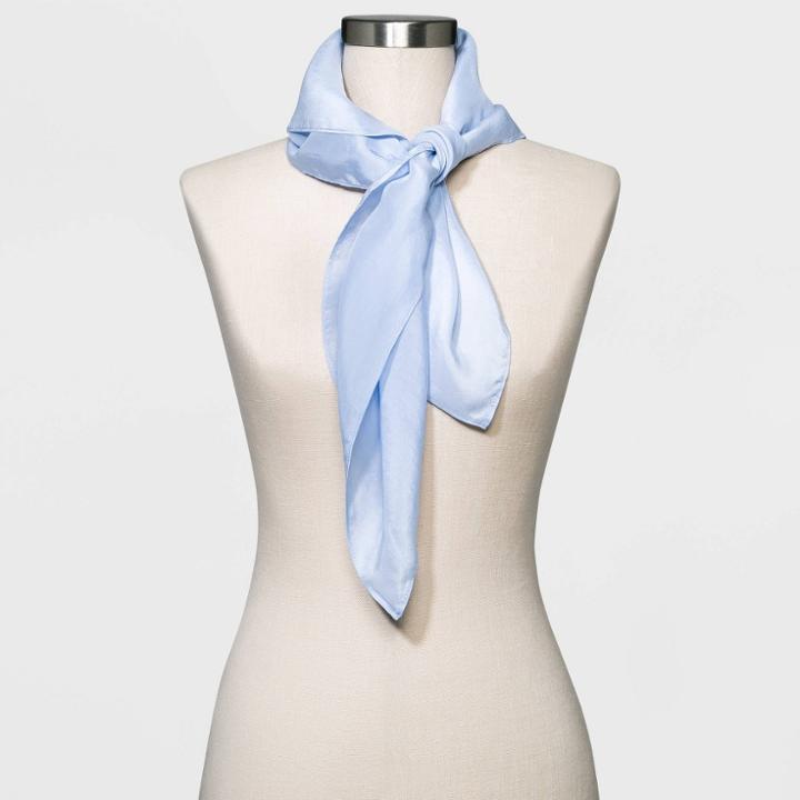 Women's Solid Print Washable Silk Scarf - Universal Thread Blue