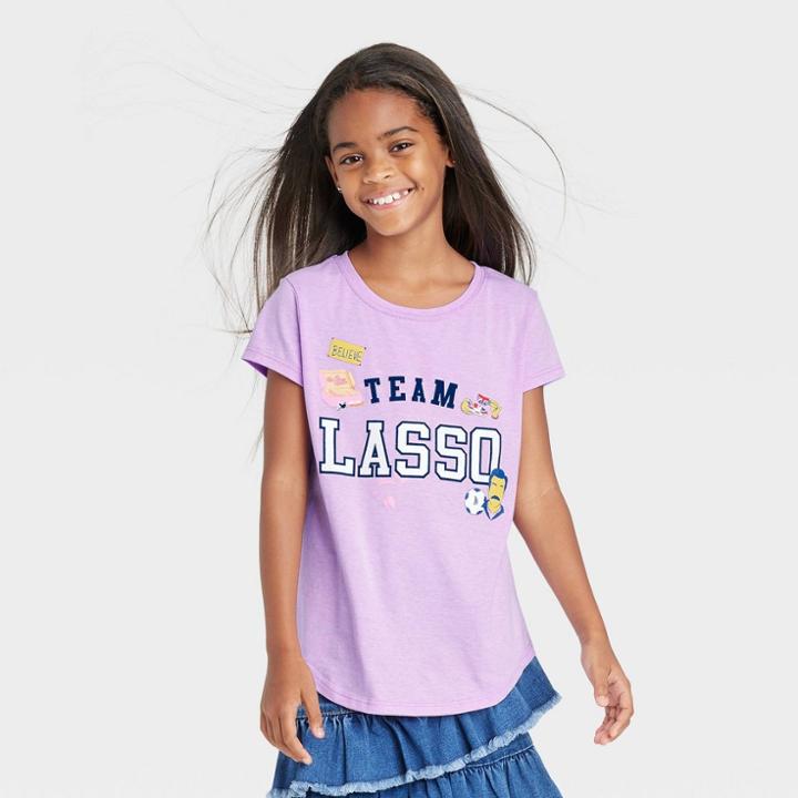 Girls' Ted Lasso Short Sleeve Graphic T-shirt - Purple