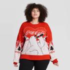 Women's Coca-cola Bear Holiday Plus Size Pullover Sweater - Cream