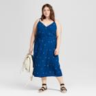 Women's Plus Size Floral Print Wrap Dress - Universal Thread Indigo