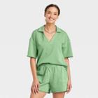Women's Short Sleeve Collared French Terry Polo T-shirt - Universal Thread Green