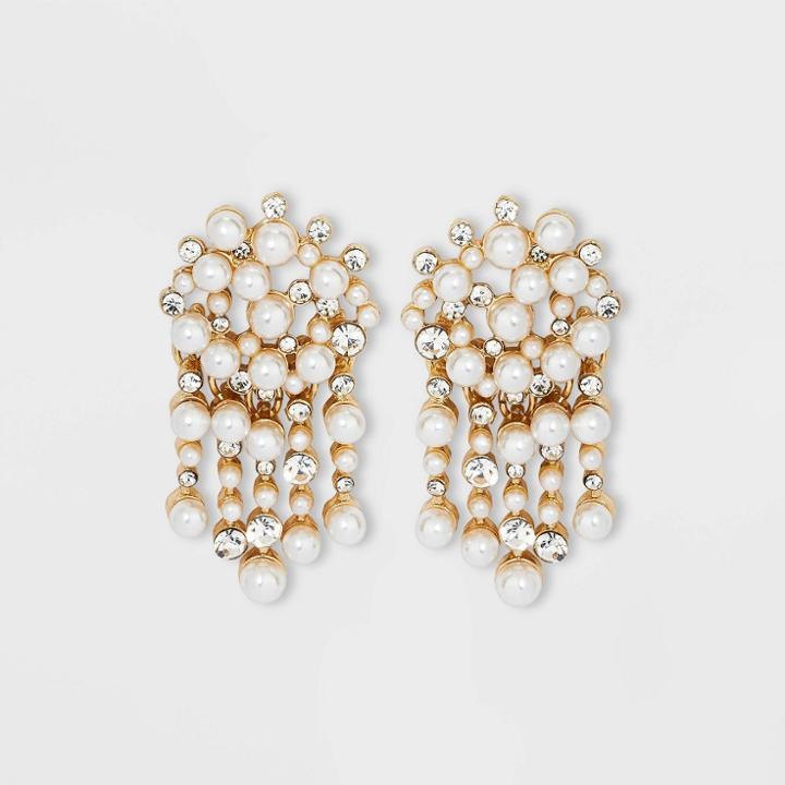 Sugarfix By Baublebar Pearl And Crystal Drop Statement Earrings - Gold
