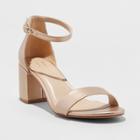 Women's Michaela Faux Leather Wide Width Mid Block Heel - A New Day Rose Gold 12w,