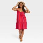 Women's Plus Size Sleeveless Short Pintuck Dress - Universal Thread Red