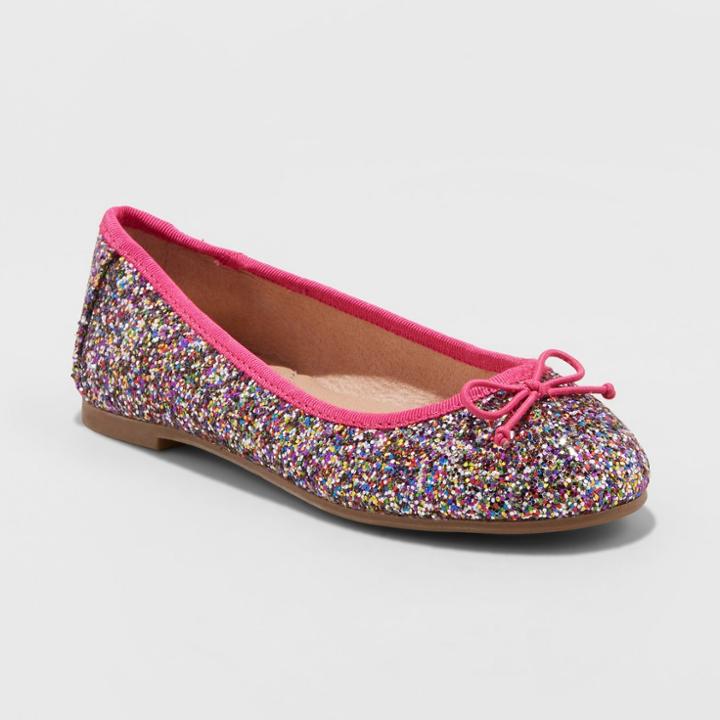 Girls' Lesley Glitter Ballet Flat - Cat & Jack Pink