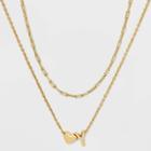 14k Gold Dipped 'y' Initial With Heart Chain Necklace - A New Day Gold