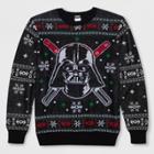 Men's Big & Tall Star Wars Vader Crossed Sabers Ugly Holiday Sweatshirt - Black/white