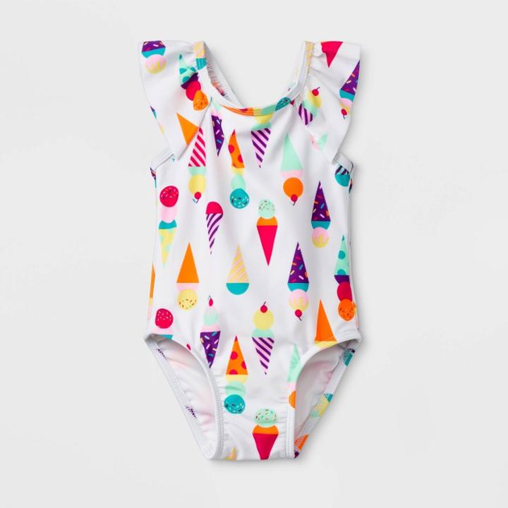Baby Girls' Ice Cream One Piece Swimsuit - Cat & Jack White