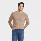 Men's Standard Fit Crewneck Long Sleeve T-shirt - Goodfellow & Co Brown