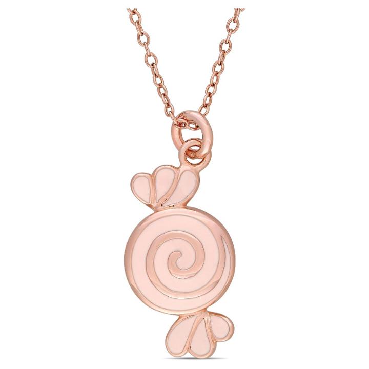 Target Children's Enameled Candy Pendant Necklace In Rose Plated Sterling Silver - (14), Girl's,