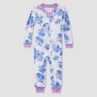 Burt's Bees Baby Baby Girls' Sunny Wildflower Snug Fit Footless Pajama Jumpsuit - Purple