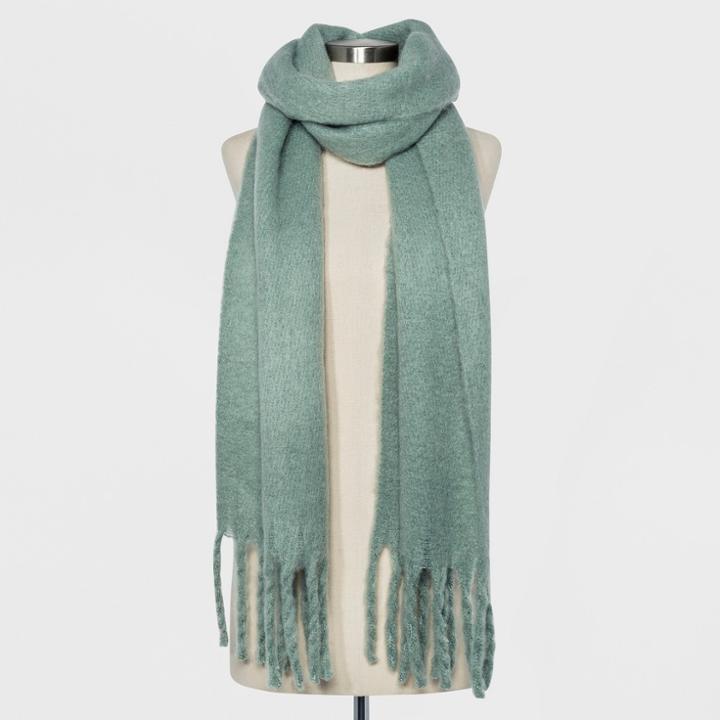 Women's Brushed Woven Blanket Scarf - A New Day Green, Mesmerising Green