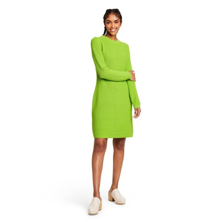 Women's Long Sleeve Sweater Dress - Victor Glemaud X Target Green Xxs