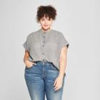 Women's Plus Size Woven Short Sleeve Top - Universal Thread Black/white X